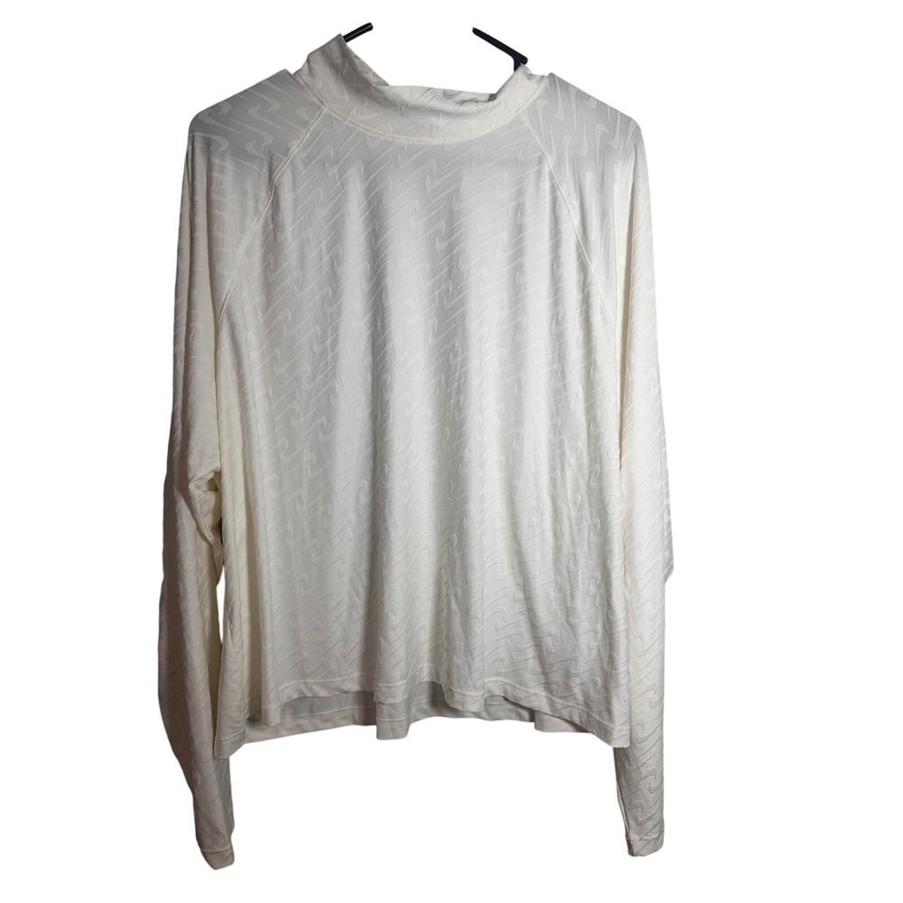 Nike Womens Sail White Swoosh Jacquard Mock Neck Long Sleeve Top 2X DN5050-133